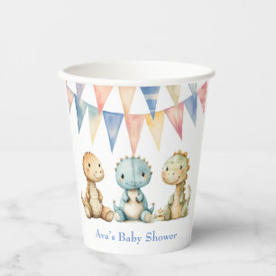 Cute Dinosaurs and Friends Boy Baby Shower Paper Cups