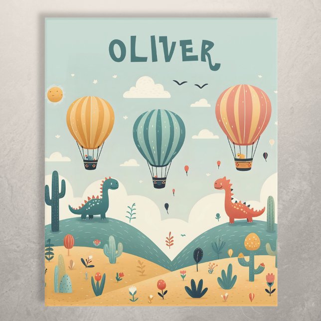 Cute Dinosaurs and Hot Air Balloons Acrylic Print (Creator Uploaded)