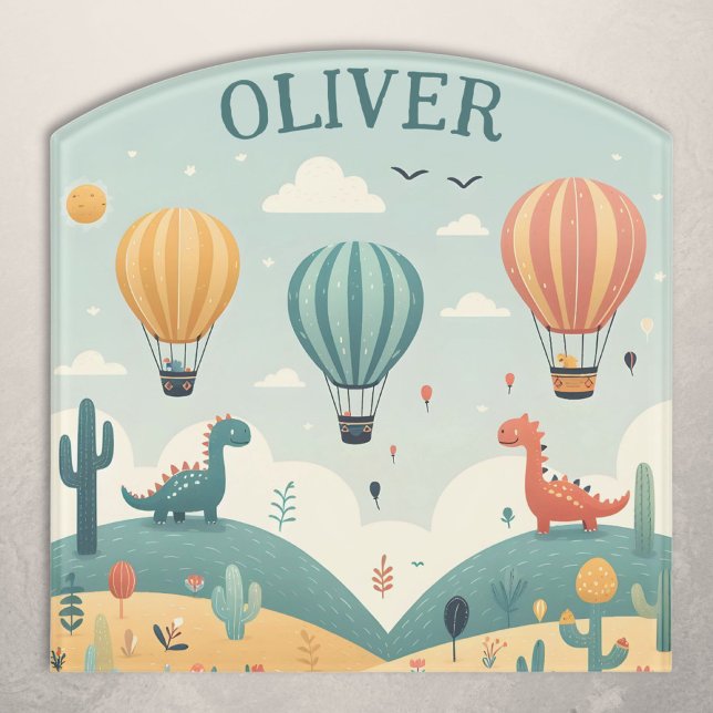 Cute Dinosaurs and Hot Air Balloons Door Sign (Creator Uploaded)
