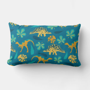 Cute dinosaurs and leaves pattern lumbar pillow