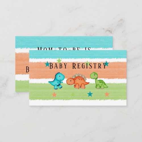 Cute Dinosaurs and Stars Baby Registry Enclosure Card