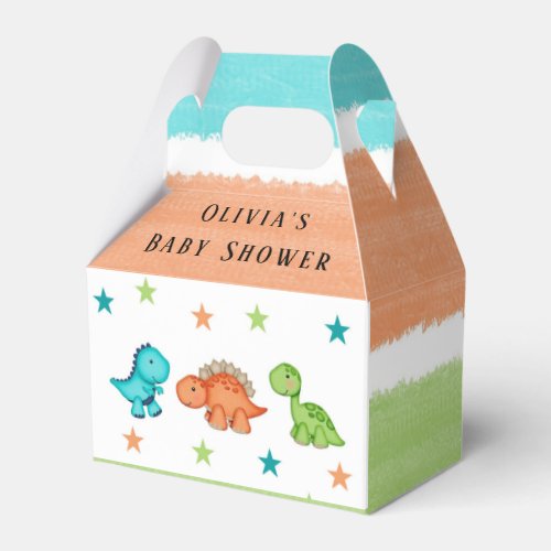 Cute Dinosaurs and Stars Baby Shower Favor Boxes