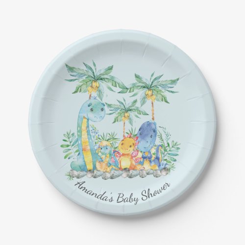 Cute Dinosaurs Baby Shower 7 Plate