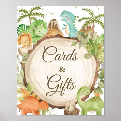 Cute Dinosaurs Baby Shower Birthday Cards  Gifts Poster