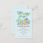 Cute Dinosaurs Baby Shower Diaper Raffle Ticket Enclosure Card (Front/Back)