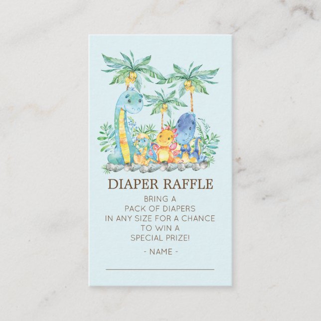 Cute Dinosaurs Baby Shower Diaper Raffle Ticket Enclosure Card (Front)