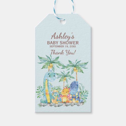 Cute Dinosaurs  Baby Shower Favor Gift Tag