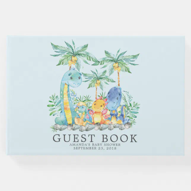 Cute Dinosaurs Baby Shower Guest Book | Zazzle