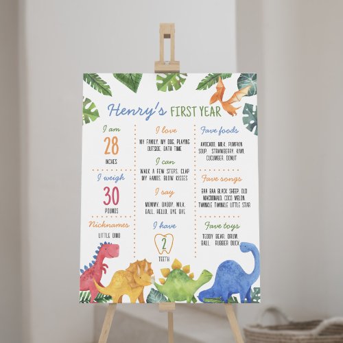 Cute Dinosaurs Birthday Milestone Sign