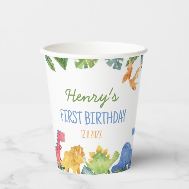 Cute Dinosaurs Birthday Party Paper Cups (Front)