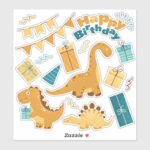 Cute Dinosaurs. Birthday Party Sticker