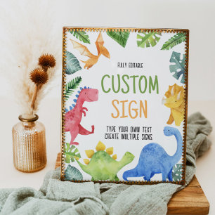 Cute Dinosaurs Birthday Party Table Sign
