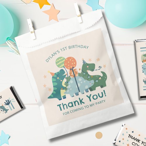 Cute Dinosaurs Birthday Party Thank You Favor Bag