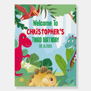 Cute Dinosaurs Birthday Party Welcome Sign