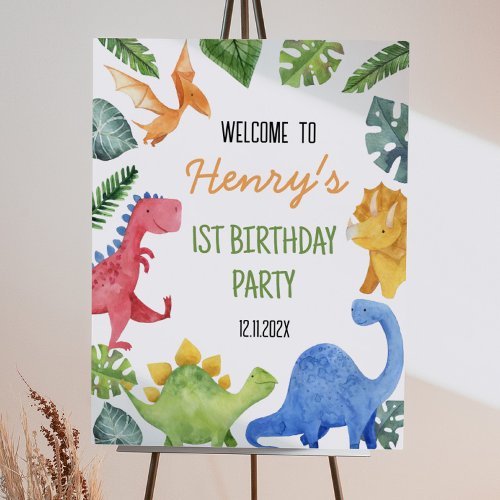 Cute Dinosaurs Birthday Welcome Sign