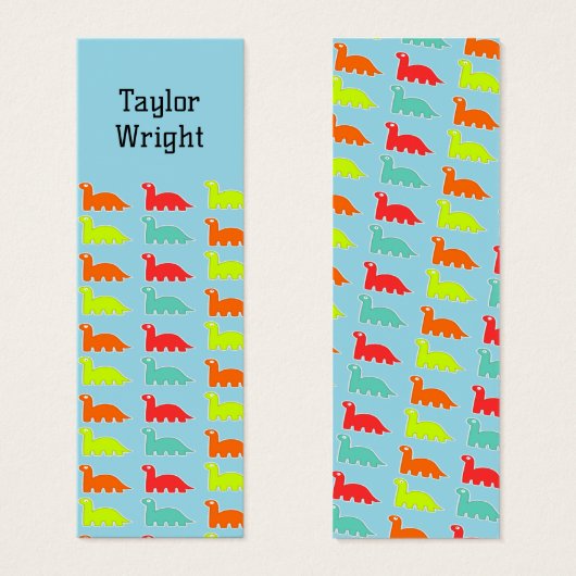 Cute dinosaurs blue personalized bookmark (Front & Back)