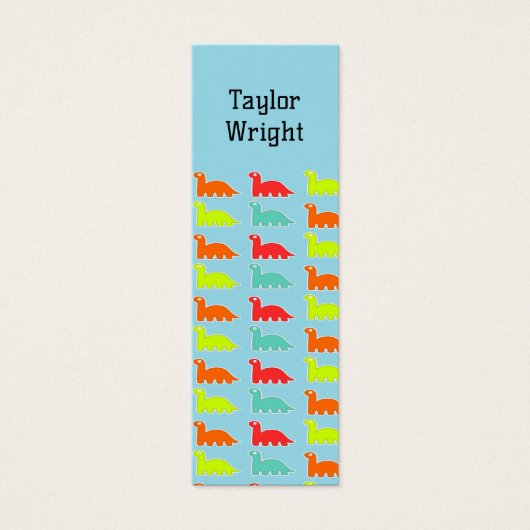 Cute dinosaurs blue personalized bookmark (Front)