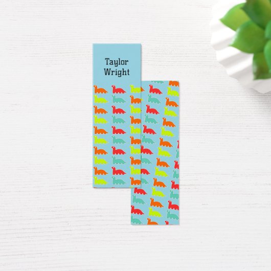 Cute dinosaurs blue personalized bookmark (Desk)