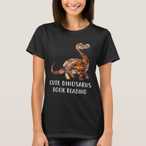 Cute Dinosaurs Book Reading Librarian Reader T_Shirt