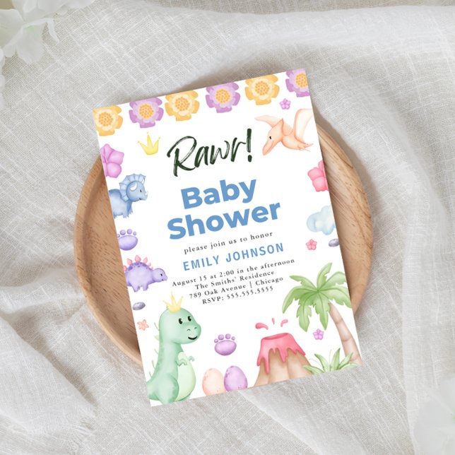 Cute Dinosaurs Boy Baby Shower Invitation (Creator Uploaded)