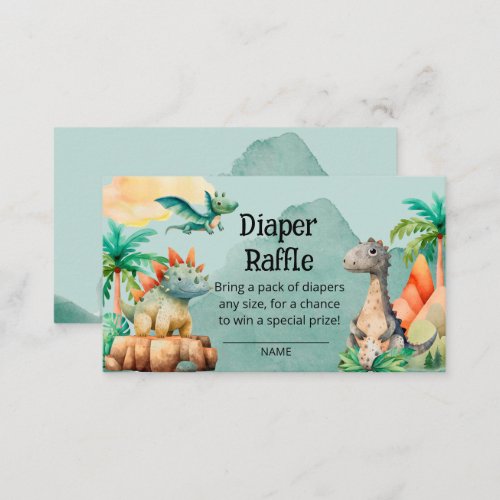 Cute dinosaurs boy shower party diaper raffle enclosure card