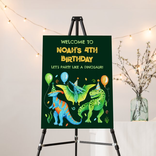 Cute Dinosaurs Boy's Birthday Jurassic Welcome Foam Board (In Situ (Stand))
