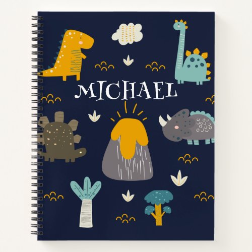 Cute Dinosaurs Boys Blue Black  Notebook