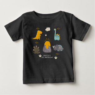 Cute Dinosaurs Boy's First Birthday Party Baby T-S Baby T-Shirt