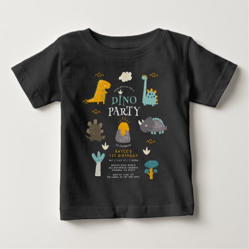 Cute Dinosaurs Boys First Birthday Party Baby T_Shirt