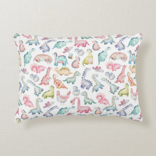 Cute dinosaurs, children's watercolor pattern. accent pillow