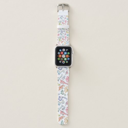 Cute dinosaurs childrens watercolor pattern apple watch band