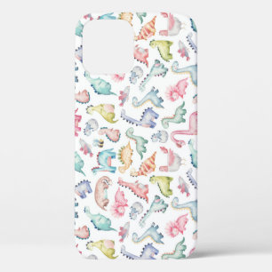 Cute dinosaurs, children's watercolor pattern. iPhone 12 case