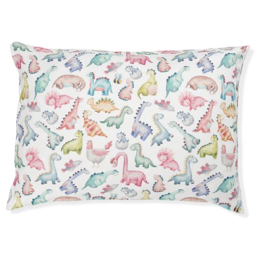 Cute dinosaurs childrens watercolor pattern pet bed