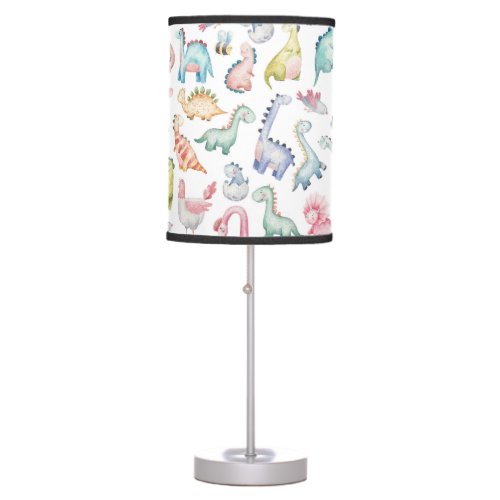 Cute dinosaurs childrens watercolor pattern table lamp
