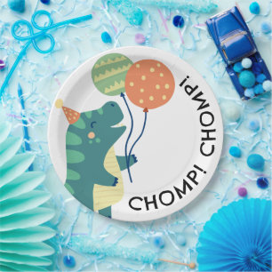 Cute Dinosaurs Chomp Birthday Party Paper Plates