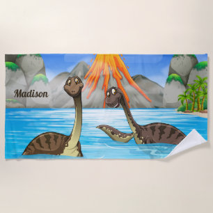Cute Dinosaurs custom name beach towel