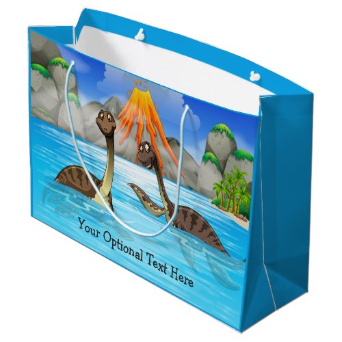 Cute Dinosaurs custom text large gift bag