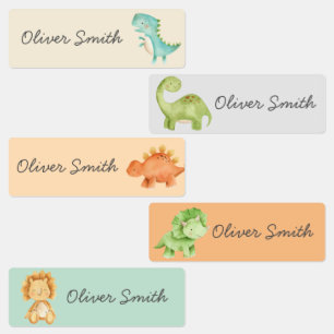 Cute Dinosaurs Day Care School Name Clothing Labels