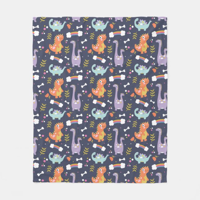 Cute Dinosaurs Fleece Blanket (Front)
