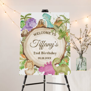 Cute Dinosaurs Girl Birthday Baby Shower Welcome Foam Board