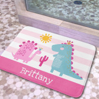 Cute Dinosaurs Girl Pink Stripes Name Fun Kawaii