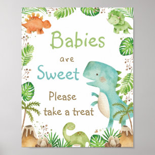 Cute Dinosaurs Greenery Babies are Sweet Treat Poster
