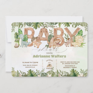 Cute Dinosaurs Greenery Boy Baby Shower  Invitation
