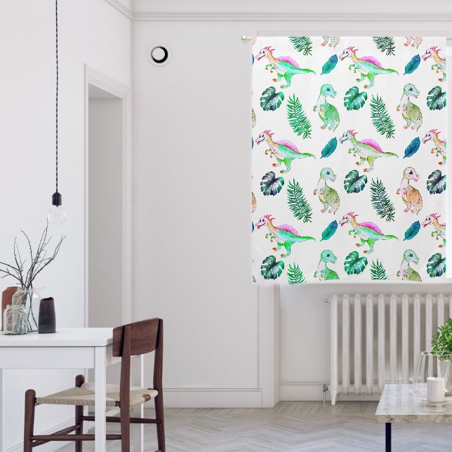 Cute Dinosaurs & Greenery Nursery Blackout Curtains (Living Room)