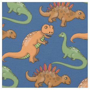 Cute Dinosaurs Illustrated Pattern Fabric