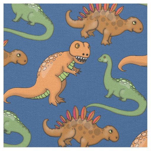 Cute Dinosaurs Illustrated Pattern Fabric