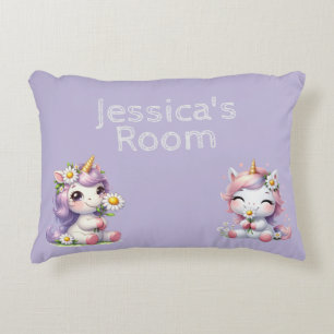 Cute Dinosaurs in Pink and Purple Kids Personalize Accent Pillow