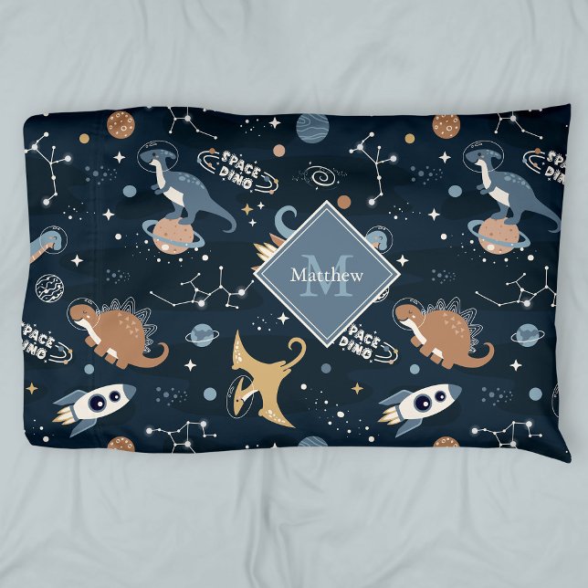 Cute Dinosaurs in Space Pattern Kids Pillow Case (Creator Uploaded)