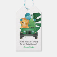 Cute Dinosaurs Jungle Safari Baby Shower Thank You Gift Tags