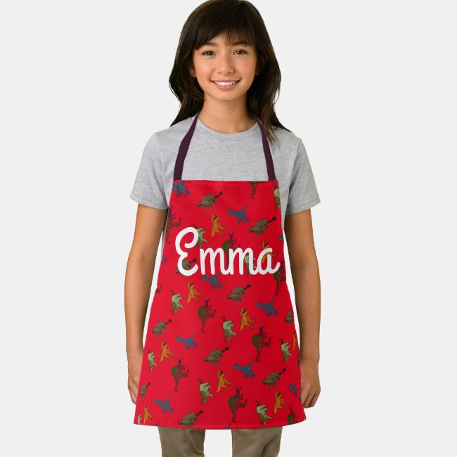 Cute Dinosaurs Jurassic Personalized Kids Apron